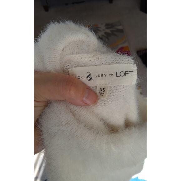 Lou & Grey  LaShout Cowl eyelash Sweater dress white/cream Coastal boho  cozy - Picture 7 of 8